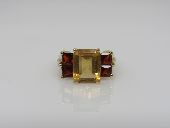 Citrine & Garnet Ring