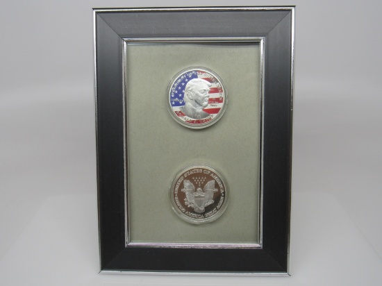 Framed Commemorative Trump Silver Coins