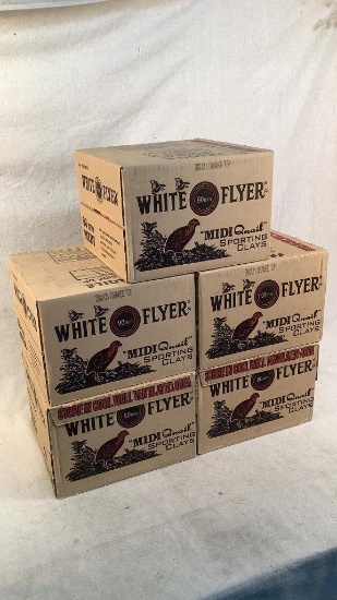 (5) Cases of White Flyer 90mm "MidiQuail" Clays