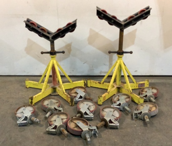 (2) Max-Jax Rolling Pipe Roller Stands