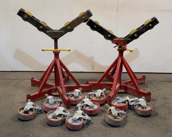 (2) Giant 5 Rolling Pipe Roller Stands