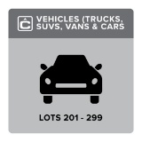Trucks, SUVs, Vans and Cars - Lots 201-299