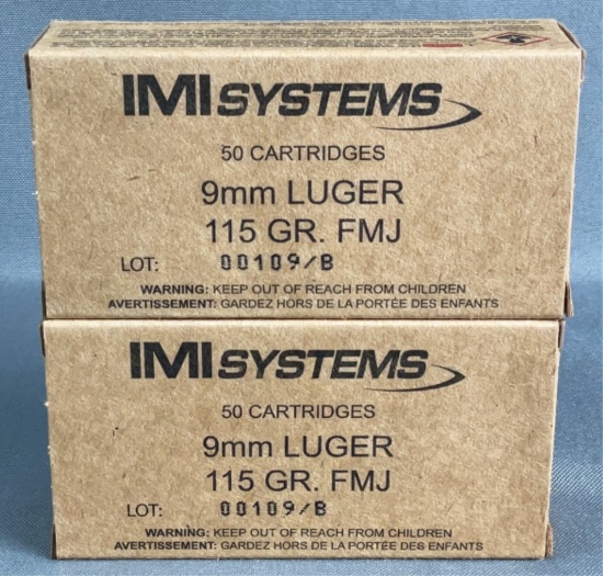 (2x) 50 Rnds 9mm Luger IMI Systems