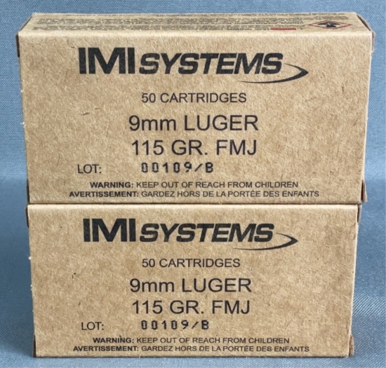 (2x) 50 Rnds 9mm Luger IMI Systems