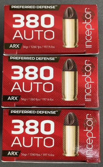 (3x) 25 Rnds .380 ACP ARX Inceptor Ammo