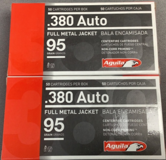 (2x) 50 Rnds 380 ACP Aguila Ammo