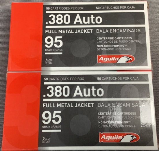 (2x) 50 Rnds 380 ACP Aguila Ammo