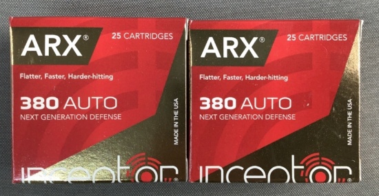 (2x) 25 Rnds 380 Auto Inceptor ARX Ammo