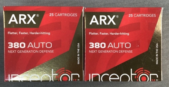 (2x) 25 Rnds 380 Auto Inceptor ARX Ammo