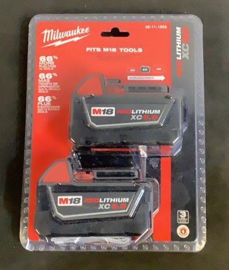 Milwaukee 2 Pack 18V Batteries 48-11-1852