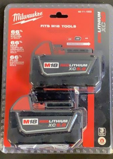 Milwaukee 2 Pack 18V Batteries 11-48-1852