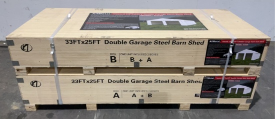 All Metal 33'x25' Double Garage Steel Barn Shed K3