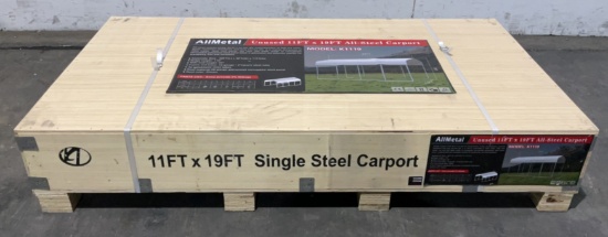 All Metal 11'x19' Single Steel Carport K1119