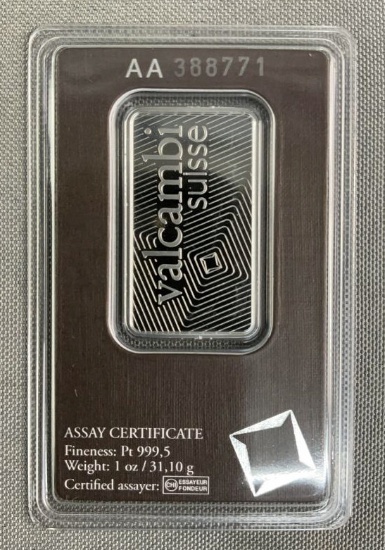 Valcambi Suisse 1oz Platinum Assay Certificate
