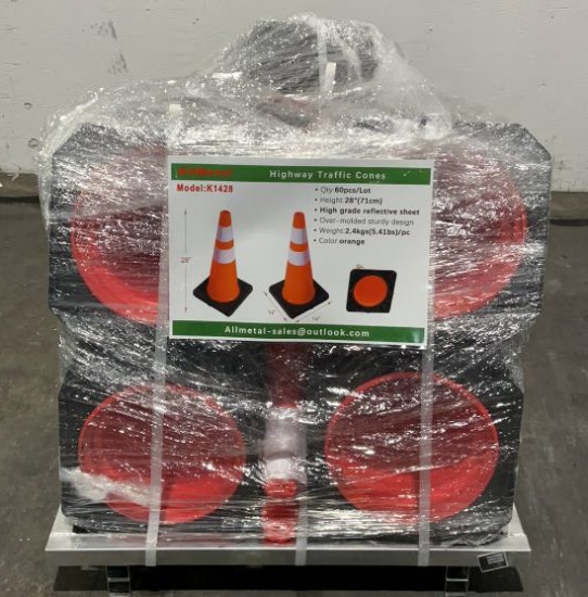 (60) All Metal Highway Traffic Cones K1428