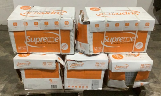 (5) Supreme Cases of 8.5" X 11" Copy Paper