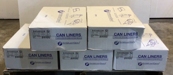 (5) Inteplast Group 150 Ct 56 Gallon Can Liners S4