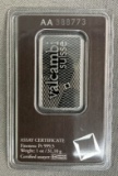 Valcambi Suisse 1oz Platinum Assay Certificate