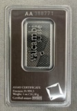 Valcambi Suisse 1oz Platinum Assay Certificate