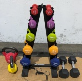 Dumbbells, Kettle Bells & Rack
