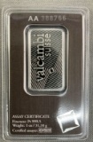 Valcambi Suisse 1oz Platinum Assay Certificate