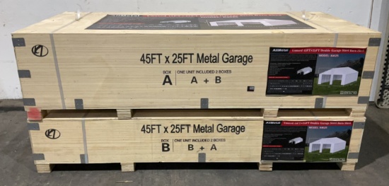 All Metal 45'x25' Double Garage Steel Barn Shed K4