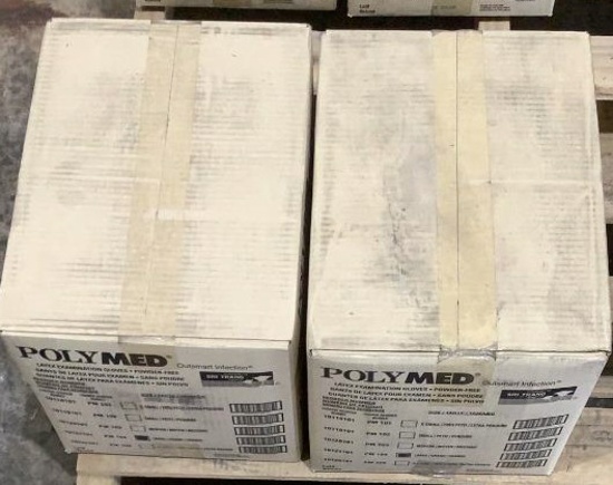 (2) PolyMed 1000ct Large Latex Exam Gloves PM 104
