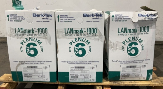 (3) Berk-Tek 1000' CAT6 Cable