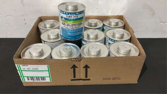 (12) Turf-Tite 32 FL OZ Cans Of Blue PVC Cement