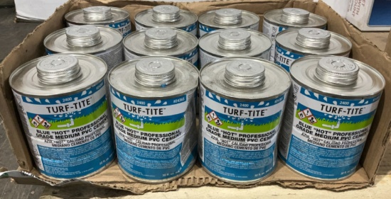(12) Turf-Tite 1Qt Blue PVC Cement