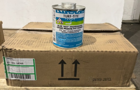 (12) Turf-Tite 1Qt Blue PVC Cement