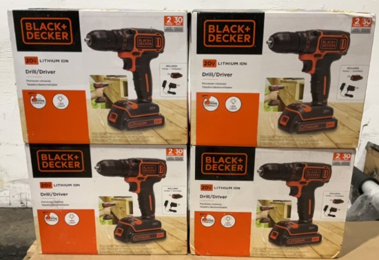 (4) Black & Decker 20V 3/8" Drill/Driver