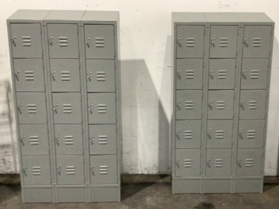(2) 3x5 Industrial Gray Metal Lockers