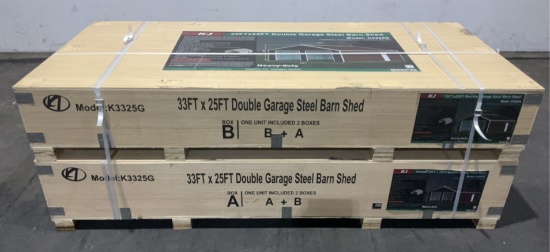 KJ 33'x25' Double Garage Steel Barn Shed K3325G