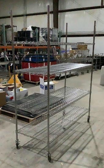 Rolling Metal Wire Shelving Unit OFFSITE