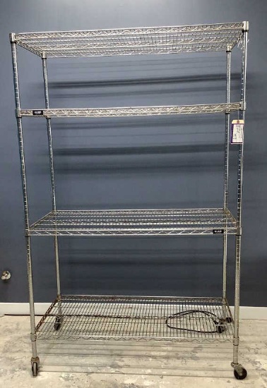 Uline Rolling Metal Wire Shelving Unit OFFSITE