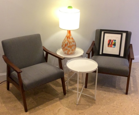 Chairs, End Tables, Lamp, and Prints OFFSITE