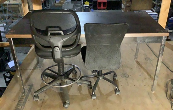 Table and Rolling Office Chairs OFFSITE