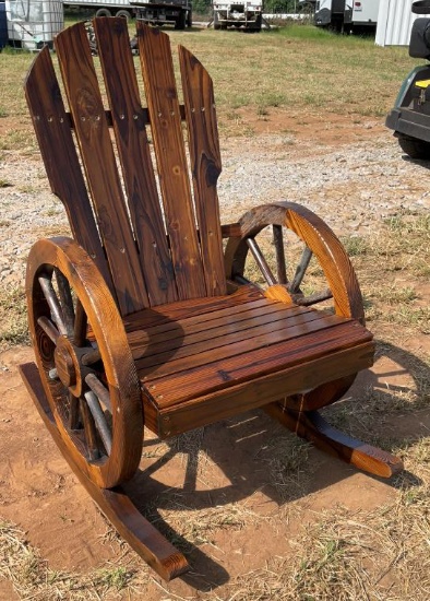 Wooden Wagon Wheel Rocking Chair