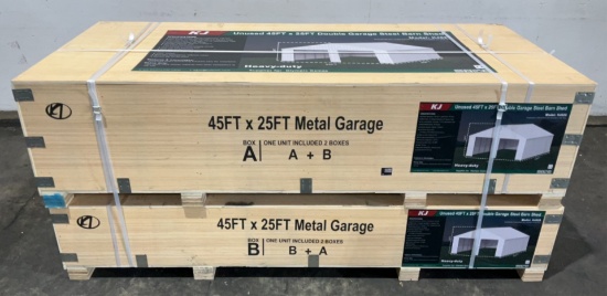 KJ 45'x25' Double Garage Steel Barn Shed K4525