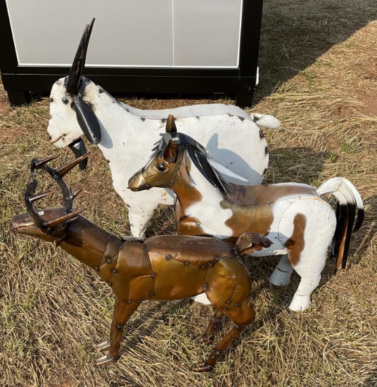Metal Horse, Goat & Deer Decor