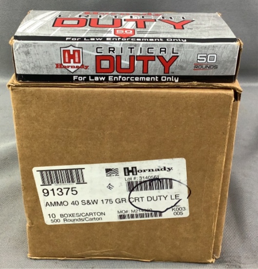 (500) Rnds Hornady Critical Duty 40 S&W Ammo