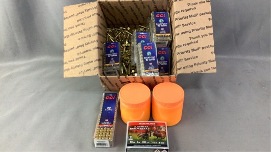 (Approx 7) lbs 17 HMR (100) 22 LR & (5) 20 GA