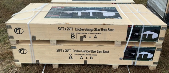 KJ 33'x25' Double Garage Steel Barn K3325