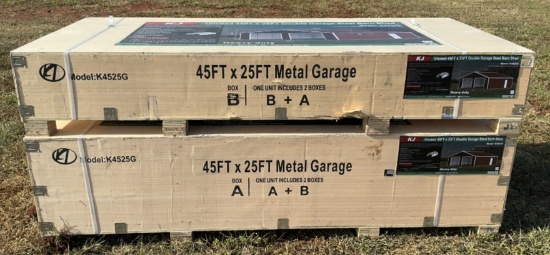 KJ 45"x25" Double Garage Steel Barn K4525G