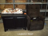 Lot of Reclining Lift Chair with 2 Throw Pillows & Hutch