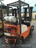 2002 Nissan Cushion Tire Forklift, LP, Triple Stage, 5000 # Capacity