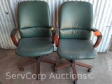 Lot of 2 Green Office Chairs