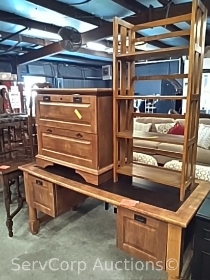 Lot of desk, book shelf & lateral file cabinet