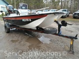 1984 McKee 14-Ft Boat with Mercury 90 Outboard Motor & 1985 Highland Boat Trailer